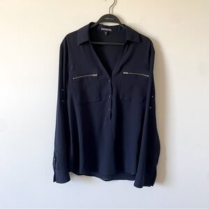 Express Long Sleeve Navy Blouse size medium